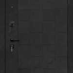Дверь входная Quadro (Квадро), цвет Бетон графит темный 10 мм, панель - Авангард 2 цвет Эмаль белая